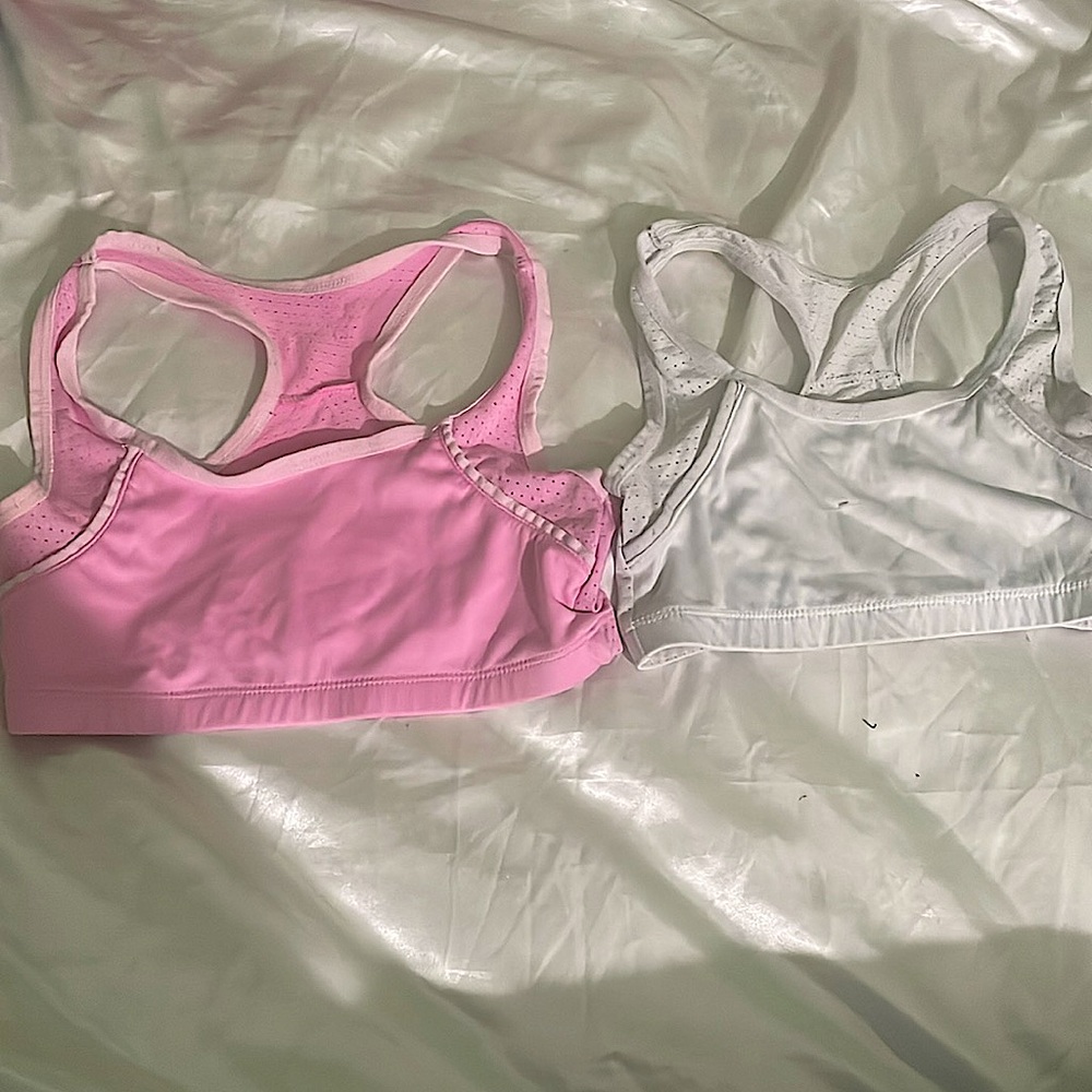 2 piece pink and white sports bra